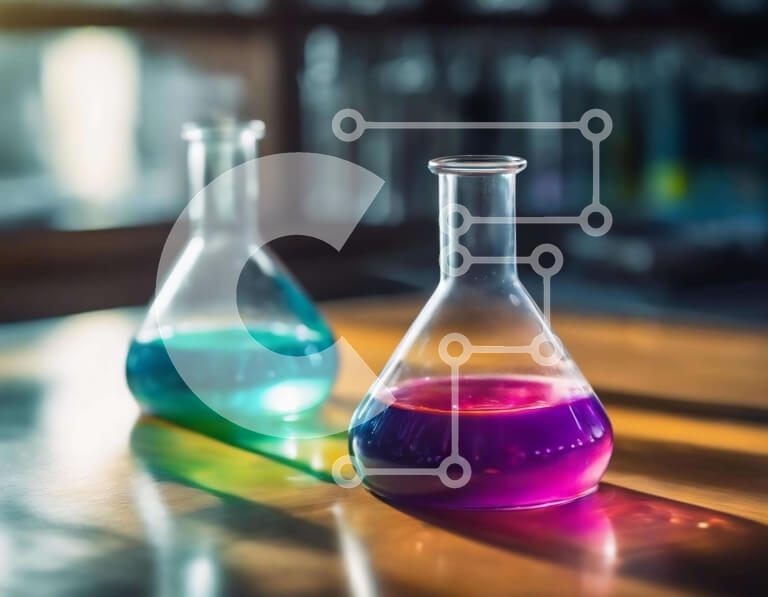 Intra Συλλεκτικό Ξύλινο Παζλ Plywood  4mm - Πολύχρωμα ποτήρια χημείας σε ξύλινο τραπέζι Σε Ξύλινο Κουτί - Διαστάσεις Puzzle: 10x10 cm – 25 κομμάτια