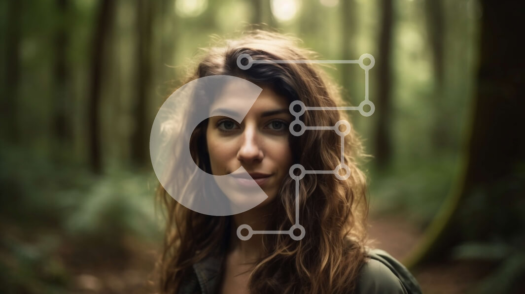 Intra Συλλεκτικό Ξύλινο Παζλ Plywood  4mm - Σοβαρή γυναίκα που στέκεται στο δάσος με το διακεκομμένο φως Σε Ξύλινο Κουτί - Διαστάσεις: 10x10 cm – 25 κομμάτια