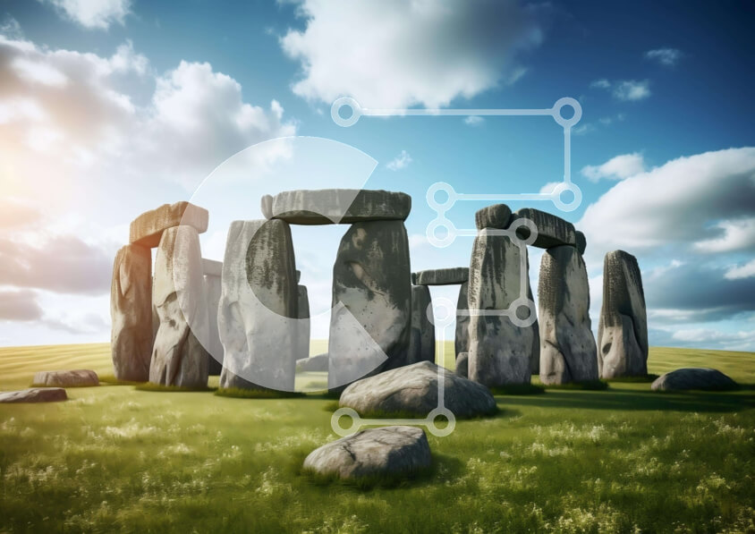 Intra Συλλεκτικό Ξύλινο Παζλ Plywood  4mm - Μνημείο Stonehenge στην αγγλική ύπαιθρο Σε Ξύλινο Κουτί - Διαστάσεις Puzzle: 10x10 cm – 25 κομμάτια