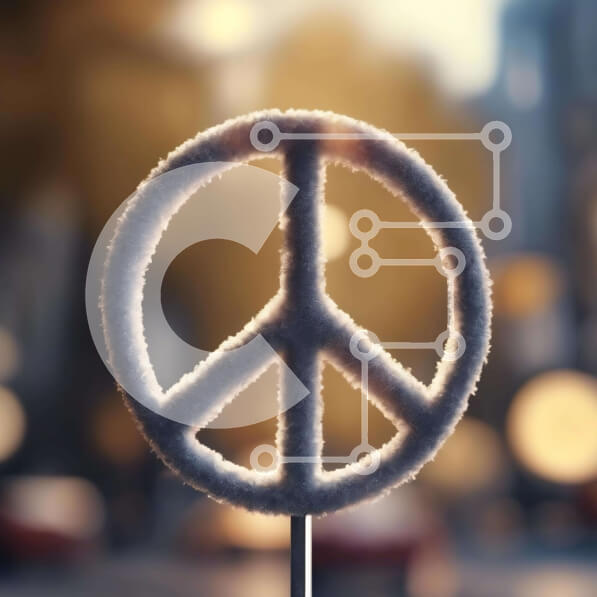 Intra Συλλεκτικό Ξύλινο Παζλ Plywood  4mm - Snow Peace Sign στο αστικό περιβάλλον Σε Ξύλινο Κουτί - Διαστάσεις Puzzle: 10x10 cm – 25 κομμάτια