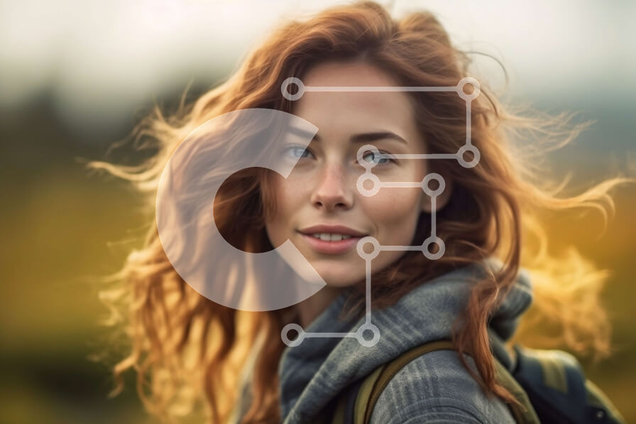 Intra Συλλεκτικό Ξύλινο Παζλ Plywood  4mm - Όμορφη εικόνα νεαρής γυναίκας με μακριά κόκκινα μαλλιά που στέκεται σε χορταριασμένο χωράφι Σε Ξύλινο Κουτί - Διαστάσεις Puzzle: 10x10 cm – 25 κομμάτια