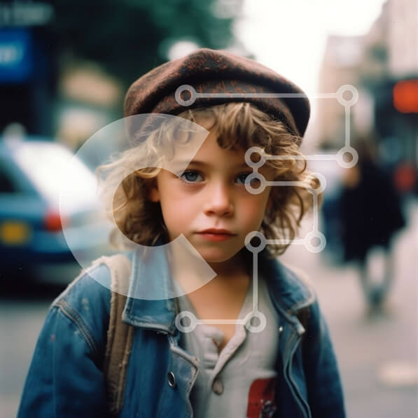 Intra Συλλεκτικό Ξύλινο Παζλ Plywood  4mm - Πορτρέτο ενός νεαρού αγοριού με καφέ καπέλο και τζιν μπουφάν Σε Ξύλινο Κουτί - Διαστάσεις Puzzle: 10x10 cm – 25 κομμάτια