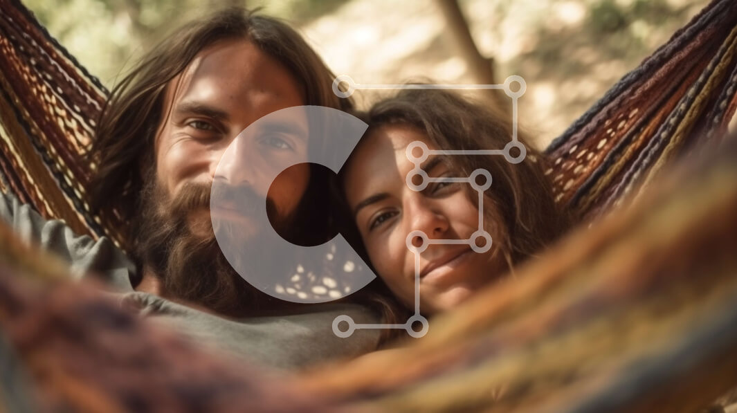 Intra Συλλεκτικό Ξύλινο Παζλ Plywood  4mm - Χαλαρό ζευγάρι που απολαμβάνει το χρόνο του σε μια αιώρα Σε Ξύλινο Κουτί - Διαστάσεις Puzzle: 10x10 cm – 25 κομμάτια