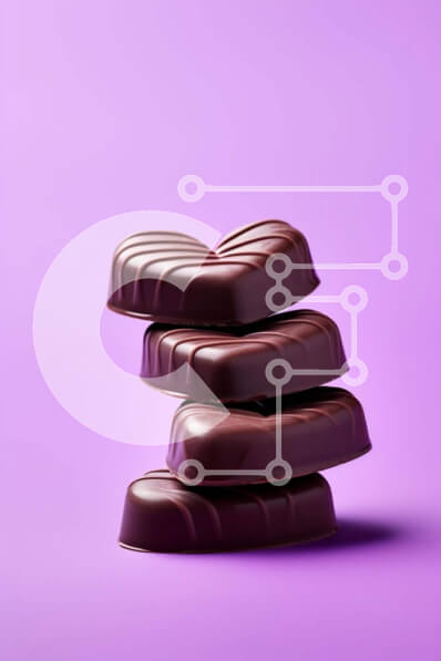 Σετ των 2 Intra Συλλεκτικό Ξύλινο Παζλ Plywood  4mm - Στοίβα από καραμέλες σοκολάτας σε σχήμα καρδιάς για την ημέρα του Αγίου Βαλεντίνου Σε Ξύλινο Κουτί - Διαστάσεις: 10x10 cm – 25 κομμάτια