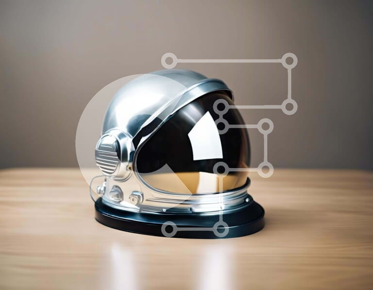 Intra Συλλεκτικό Ξύλινο Παζλ Plywood  4mm - Ασημένιο κράνος αστροναύτη για ταξίδια στο διάστημα Σε Ξύλινο Κουτί - Διαστάσεις Puzzle: 10x10 cm – 25 κομμάτια