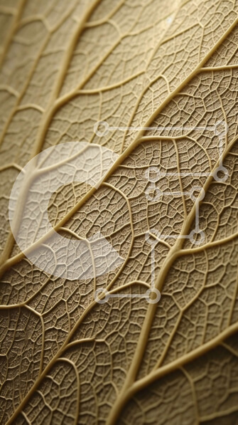 Σετ των 2 Intra Συλλεκτικό Ξύλινο Παζλ Plywood  4mm - Κοντινό πλάνο φλεβών στην κάτω πλευρά του φύλλου σε μπεζ χρώμα Σε Ξύλινο Κουτί - Διαστάσεις: 10x10 cm – 25 κομμάτια