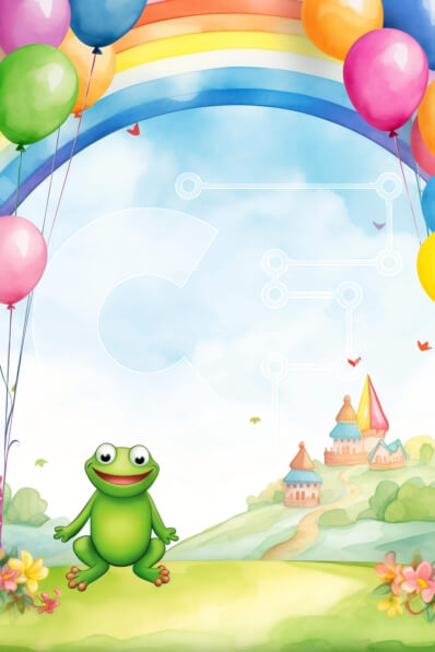 Σετ των 2 Intra Συλλεκτικό Ξύλινο Παζλ Plywood  4mm - Πράσινος βάτραχος στο ανοιχτό πεδίο με το κάστρο και τα μπαλόνια Σε Ξύλινο Κουτί - Διαστάσεις: 10x10 cm – 25 κομμάτια