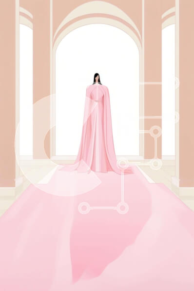 Intra Συλλεκτικό Ξύλινο Παζλ Plywood  4mm - Γυναίκα με ροζ φόρεμα που στέκεται μπροστά από το Archway Σε Ξύλινο Κουτί - Διαστάσεις Puzzle: 10x10 cm – 25 κομμάτια