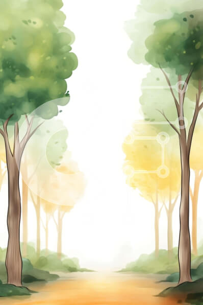 Σετ των 2 Intra Συλλεκτικό Ξύλινο Παζλ Plywood  4mm - Ακουαρέλα ζωγραφική των δέντρων σε ένα δάσος με μονοπάτι Σε Ξύλινο Κουτί - Διαστάσεις: 10x10 cm – 25 κομμάτια