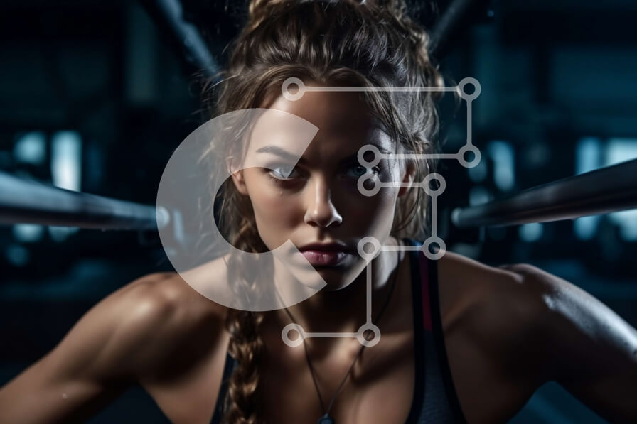 Intra Συλλεκτικό Ξύλινο Παζλ Plywood  4mm - Αποφασισμένη γυναίκα που κάνει έλξεις σε ένα γυμναστήριο Σε Ξύλινο Κουτί - Διαστάσεις Puzzle: 10x10 cm – 25 κομμάτια