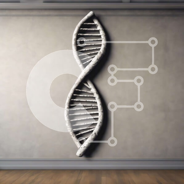 Intra Συλλεκτικό Ξύλινο Παζλ Plywood  4mm - DNA Strand σε άδειο δωμάτιο με ξύλινη καρέκλα Σε Ξύλινο Κουτί - Διαστάσεις Puzzle: 10x10 cm – 25 κομμάτια