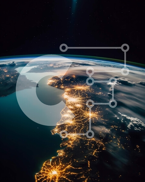 Intra Συλλεκτικό Ξύλινο Παζλ Plywood  4mm - Εκπληκτική εναέρια άποψη της Γης τη νύχτα με τα φωτεινά φώτα της πόλης Σε Ξύλινο Κουτί - Διαστάσεις Puzzle: 10x10 cm – 25 κομμάτια