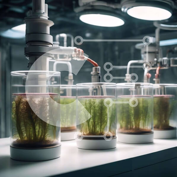 Intra Συλλεκτικό Ξύλινο Παζλ Plywood  4mm - Φυτά σε βάζα εργαστηρίου με εξοπλισμό καθαρισμού νερού Σε Ξύλινο Κουτί - Διαστάσεις Puzzle: 10x10 cm – 25 κομμάτια