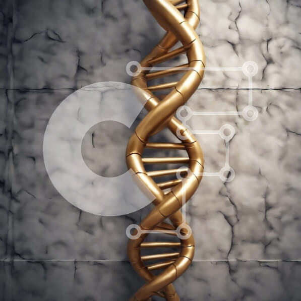 Intra Συλλεκτικό Ξύλινο Παζλ Plywood  4mm - Χρυσό σκέλος DNA σε αφηρημένο τσιμεντένιο τοίχο Σε Ξύλινο Κουτί - Διαστάσεις Puzzle: 10x10 cm – 25 κομμάτια