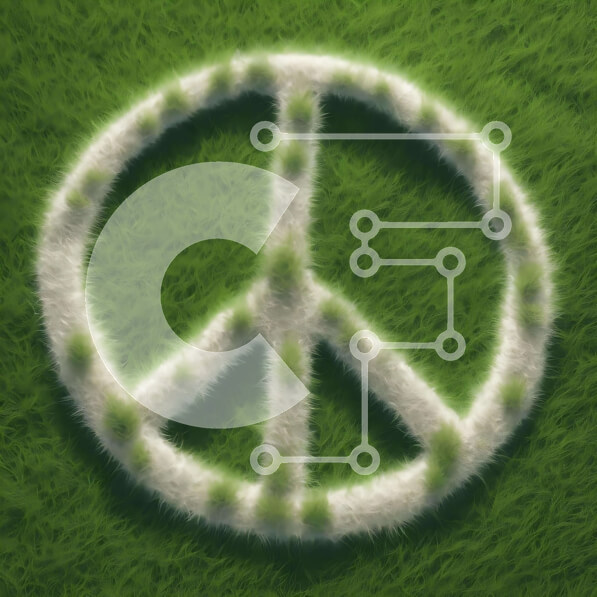 Intra Συλλεκτικό Ξύλινο Παζλ Plywood  4mm - Σύμβολο ειρήνης από λευκό γρασίδι σε πράσινο φόντο Σε Ξύλινο Κουτί - Διαστάσεις Puzzle: 10x10 cm – 25 κομμάτια