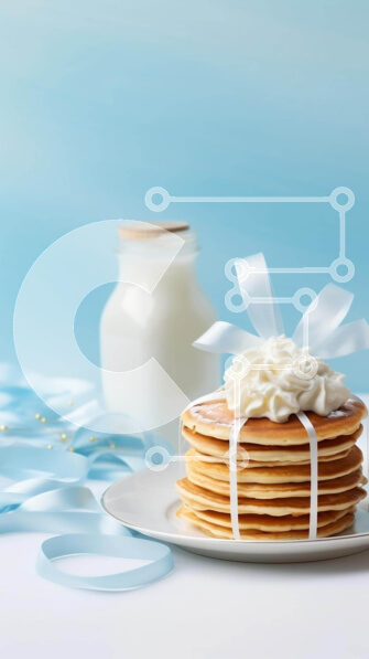 Intra Συλλεκτικό Ξύλινο Παζλ Plywood  4mm - Στοίβα από τηγανίτες με γάλα και κορδέλες Σε Ξύλινο Κουτί - Διαστάσεις: 10x10 cm – 25 κομμάτια