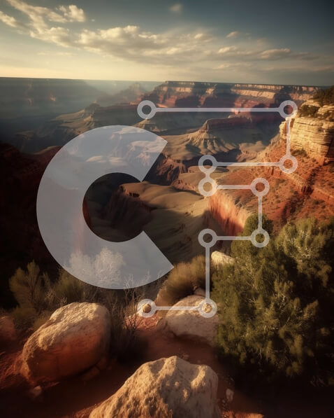 Intra Συλλεκτικό Ξύλινο Παζλ Plywood  4mm - Συναρπαστική πανοραμική θέα στο Grand Canyon στο ηλιοβασίλεμα Σε Ξύλινο Κουτί - Διαστάσεις: 10x10 cm – 25 κομμάτια