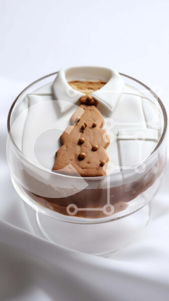 Intra Συλλεκτικό Ξύλινο Παζλ Plywood  4mm - Περίτεχνα διακοσμημένο κέικ σε σχήμα γραβάτας σε γυάλινο μπολ με μπισκότα Σε Ξύλινο Κουτί - Διαστάσεις: 10x10 cm – 25 κομμάτια