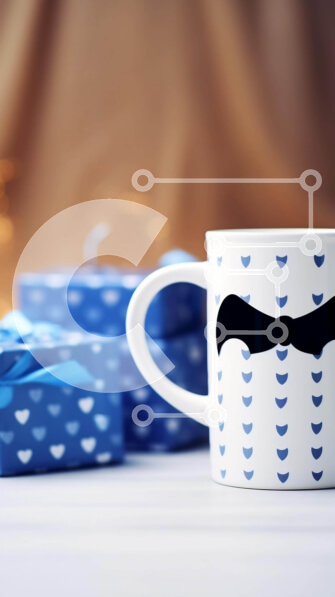 Intra Συλλεκτικό Ξύλινο Παζλ Plywood  4mm - Κούπα καφέ με μοτίβο μουστάκι και κουτιά δώρου Σε Ξύλινο Κουτί - Διαστάσεις Puzzle: 10x10 cm – 25 κομμάτια