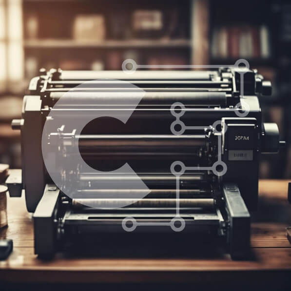 Intra Συλλεκτικό Ξύλινο Παζλ Plywood  4mm - Vintage εκτυπωτής σε ξύλινο τραπέζι Σε Ξύλινο Κουτί - Διαστάσεις Puzzle: 10x10 cm – 25 κομμάτια