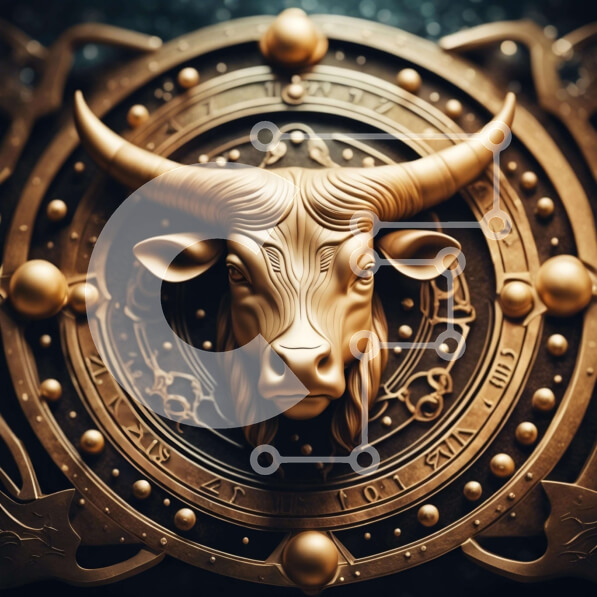 Intra Συλλεκτικό Ξύλινο Παζλ Plywood  4mm - Χρυσό γλυπτό ζωδίου κεφαλής ταύρου Αιγόκερως Σε Ξύλινο Κουτί - Διαστάσεις Puzzle: 10x10 cm – 25 κομμάτια