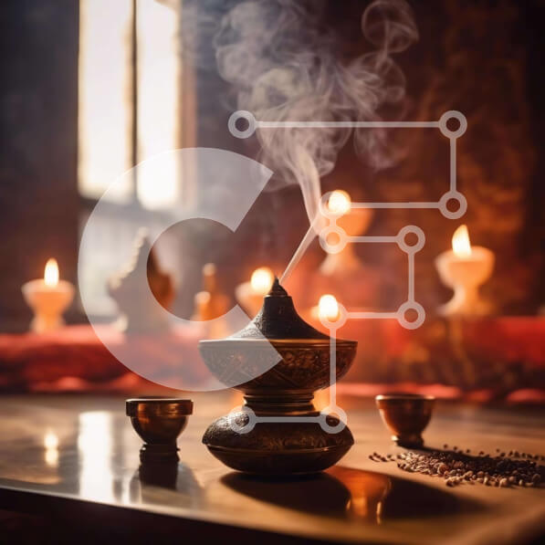 Intra Συλλεκτικό Ξύλινο Παζλ Plywood  4mm - Πνευματική ατμόσφαιρα με θυμιατό και κεριά Σε Ξύλινο Κουτί - Διαστάσεις Puzzle: 10x10 cm – 25 κομμάτια