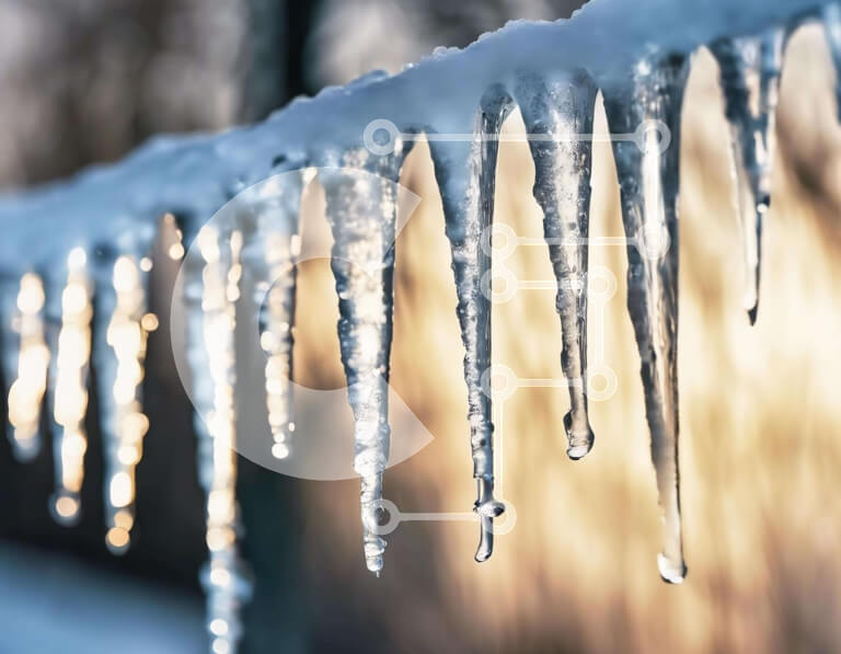 Intra Συλλεκτικό Ξύλινο Παζλ Plywood  4mm - Παγάκια που κρέμονται από χιονισμένο ξύλινο φράχτη Σε Ξύλινο Κουτί - Διαστάσεις: 10x10 cm – 25 κομμάτια