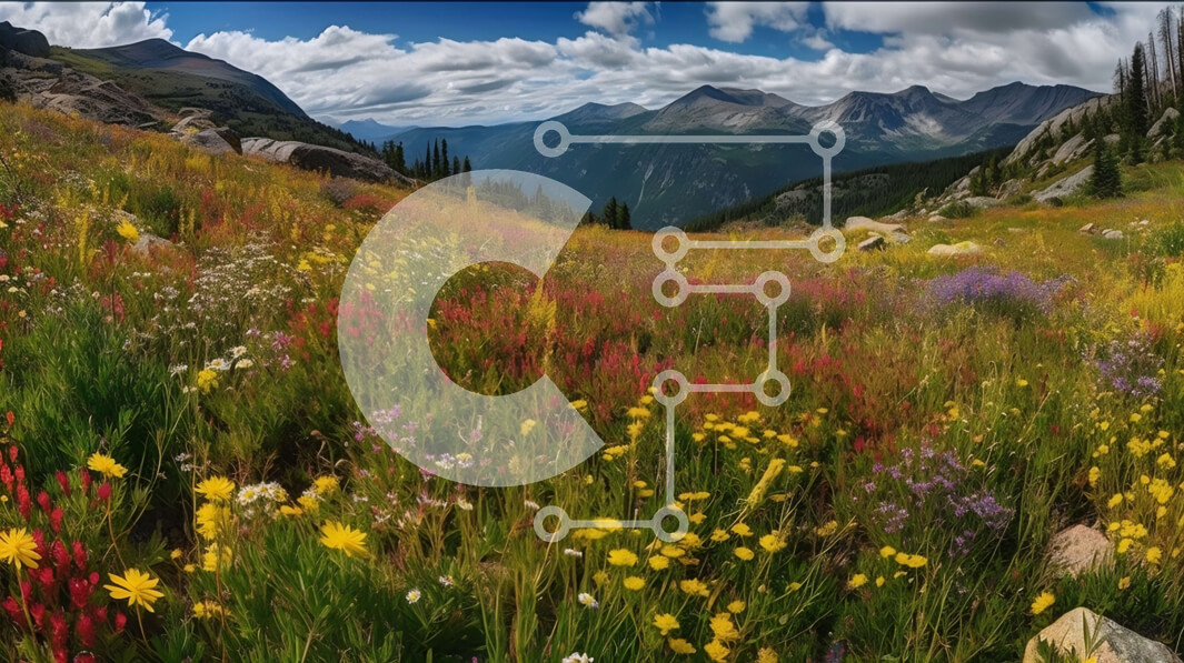 Intra Συλλεκτικό Ξύλινο Παζλ Plywood  4mm - Όμορφη εικόνα ενός λιβαδιού αγριολούλουδων με βουνά στο φόντο Σε Ξύλινο Κουτί - Διαστάσεις: 10x10 cm – 25 κομμάτια