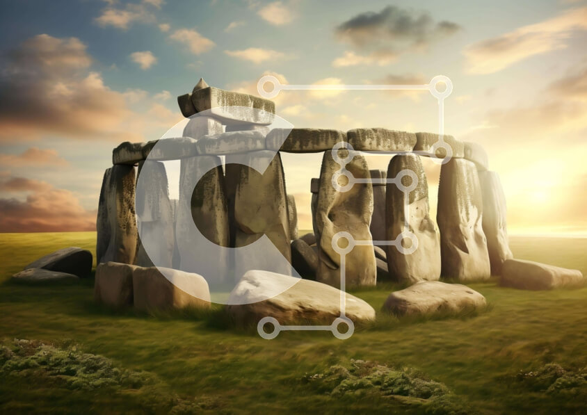 Intra Συλλεκτικό Ξύλινο Παζλ Plywood  4mm - Stonehenge στην αγγλική ύπαιθρο Σε Ξύλινο Κουτί - Διαστάσεις Puzzle: 10x10 cm – 25 κομμάτια