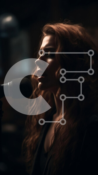 Intra Συλλεκτικό Ξύλινο Παζλ Plywood  4mm - Όμορφη εικόνα μιας γυναίκας που τραγουδά σε ένα μικρόφωνο με μακριά κόκκινα μαλλιά Σε Ξύλινο Κουτί - Διαστάσεις Puzzle: 10x10 cm – 25 κομμάτια