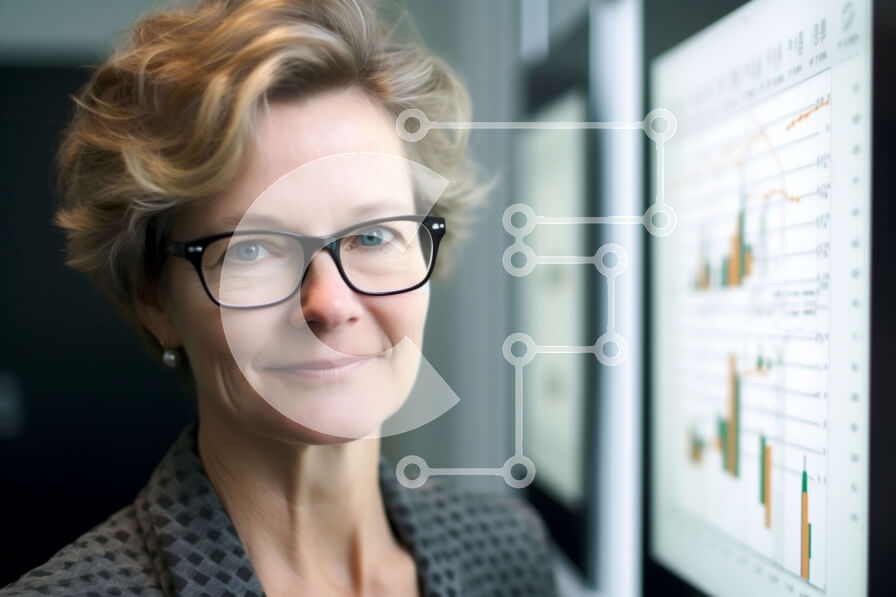 Intra Συλλεκτικό Ξύλινο Παζλ Plywood  4mm - Επαγγελματίας επιχειρηματίας που στέκεται μπροστά από γραφήματα και γραφήματα Σε Ξύλινο Κουτί - Διαστάσεις Puzzle: 10x10 cm – 25 κομμάτια