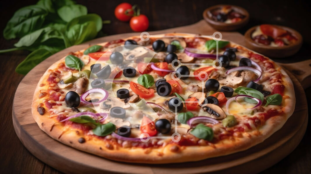 Σετ των 2 Intra Συλλεκτικό Ξύλινο Παζλ Plywood  4mm - Λαχταριστή πίτσα με μανιτάρια, ελιές και ντομάτες Σε Ξύλινο Κουτί - Διαστάσεις: 10x10 cm – 25 κομμάτια