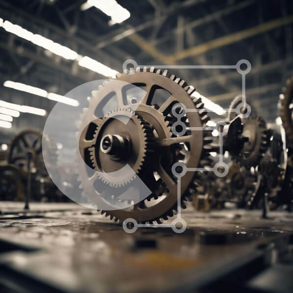 Intra Συλλεκτικό Ξύλινο Παζλ Plywood  4mm - Βιομηχανικά γρανάζια και κιβώτια ταχυτήτων σε περιβάλλον παραγωγής Σε Ξύλινο Κουτί - Διαστάσεις Puzzle: 10x10 cm – 25 κομμάτια