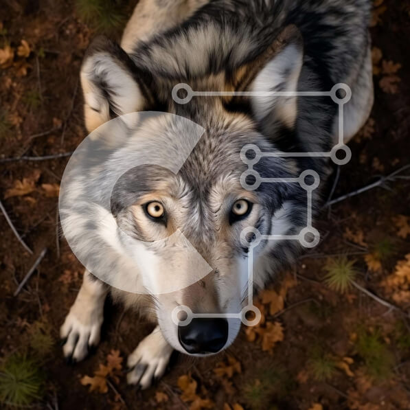 Intra Συλλεκτικό Ξύλινο Παζλ Plywood  4mm - Γκρίζος Λύκος που κάθεται και κοιτάζει ψηλά Σε Ξύλινο Κουτί - Διαστάσεις: 10x10 cm – 25 κομμάτια