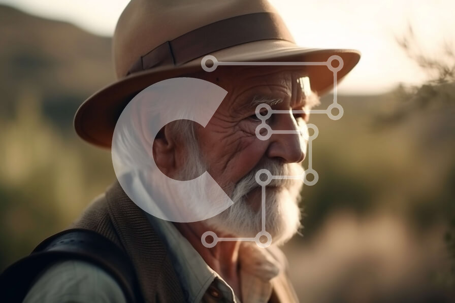 Intra Συλλεκτικό Ξύλινο Παζλ Plywood  4mm - Άνθρωπος σε ένα χωράφι με δέντρα - Φωτογραφία Αρχείου Σε Ξύλινο Κουτί - Διαστάσεις Puzzle: 10x10 cm – 25 κομμάτια