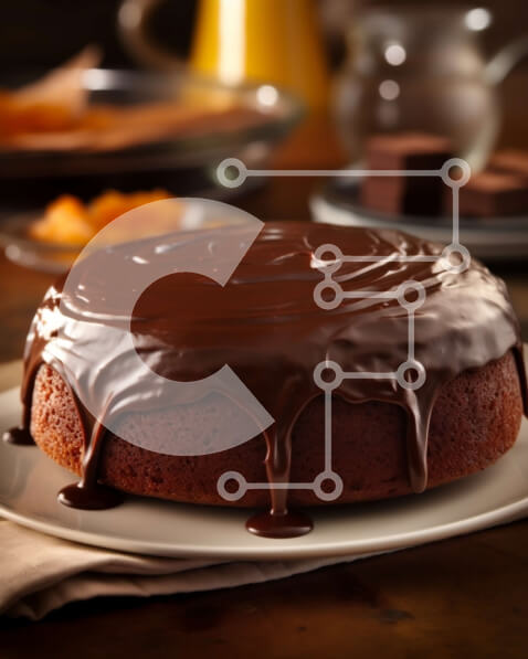 Σετ των 2 Intra Συλλεκτικό Ξύλινο Παζλ Plywood  4mm - Decadent κέικ σοκολάτας με σάλτσα σοκολάτας | Φωτογραφία Αρχείου Σε Ξύλινο Κουτί - Διαστάσεις: 10x10 cm – 25 κομμάτια