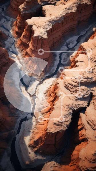 Σετ των 2 Intra Συλλεκτικό Ξύλινο Παζλ Plywood  4mm - Εναέρια άποψη του κόκκινου και πορτοκαλί φαραγγιού με τα ρέματα Σε Ξύλινο Κουτί - Διαστάσεις: 10x10 cm – 25 κομμάτια