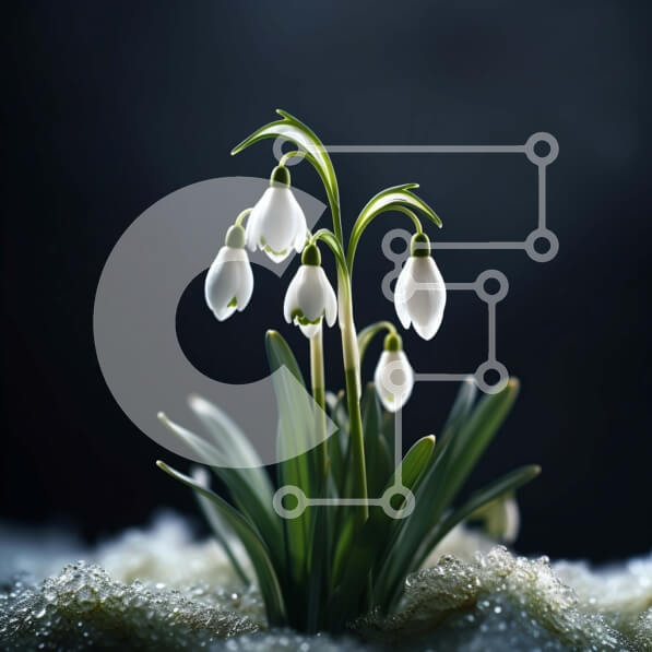 Intra Συλλεκτικό Ξύλινο Παζλ Plywood  4mm - Όμορφη ασπρόμαυρη εικόνα των Snowdrops το χειμώνα Σε Ξύλινο Κουτί - Διαστάσεις: 10x10 cm – 25 κομμάτια