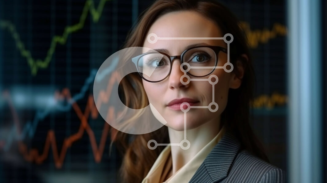 Intra Συλλεκτικό Ξύλινο Παζλ Plywood  4mm - Επαγγελματίας γυναίκα με κοστούμι που αναλύει το γράφημα στον τοίχο Σε Ξύλινο Κουτί - Διαστάσεις Puzzle: 10x10 cm – 25 κομμάτια