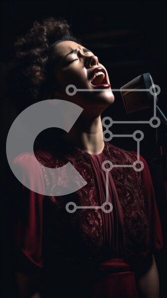 Intra Συλλεκτικό Ξύλινο Παζλ Plywood  4mm - Ασπρόμαυρη εικόνα γυναίκας που τραγουδά στο μικρόφωνο Σε Ξύλινο Κουτί - Διαστάσεις Puzzle: 10x10 cm – 25 κομμάτια