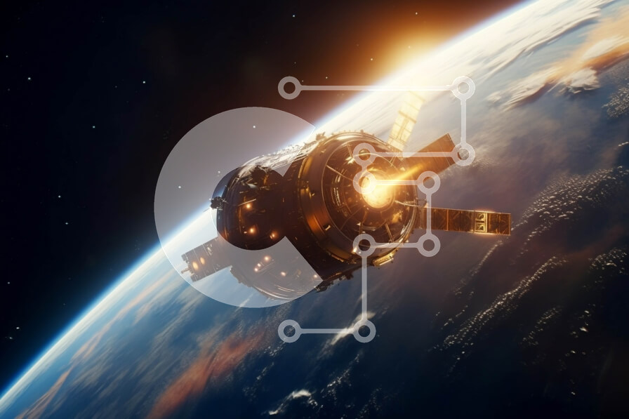 Intra Συλλεκτικό Ξύλινο Παζλ Plywood  4mm - Απεικόνιση ενός διαστημικού λεωφορείου που πετά πάνω από τη γη με τον ήλιο Σε Ξύλινο Κουτί - Διαστάσεις Puzzle: 10x10 cm – 25 κομμάτια