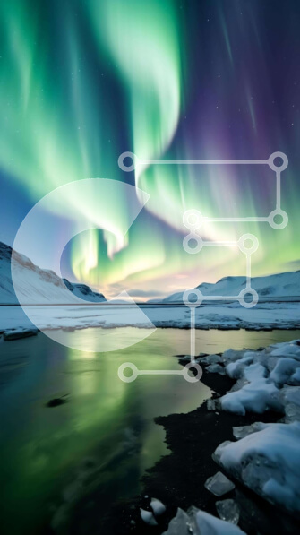 Σετ των 2 Intra Συλλεκτικό Ξύλινο Παζλ Plywood  4mm - Aurora Borealis πάνω από το χιονισμένο τοπίο Σε Ξύλινο Κουτί - Διαστάσεις: 10x10 cm – 25 κομμάτια