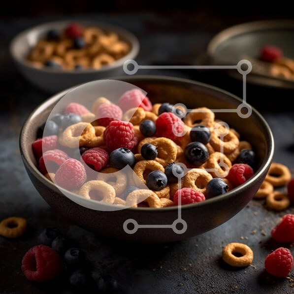 Σετ των 2 Intra Συλλεκτικό Ξύλινο Παζλ Plywood  4mm - Υγιεινό πρωινό με δημητριακά, βατόμουρα και σμέουρα Σε Ξύλινο Κουτί - Διαστάσεις: 10x10 cm – 25 κομμάτια