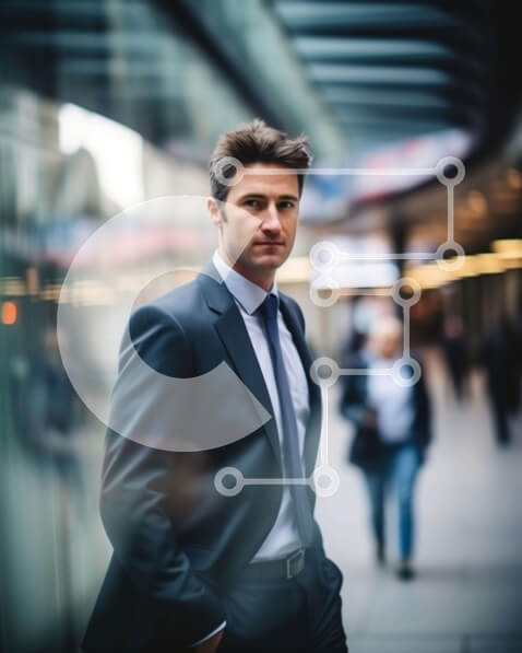 Intra Συλλεκτικό Ξύλινο Παζλ Plywood  4mm - Επιχειρηματίας που περπατά στο δρόμο με κομψό κοστούμι και γραβάτα Σε Ξύλινο Κουτί - Διαστάσεις Puzzle: 10x10 cm – 25 κομμάτια