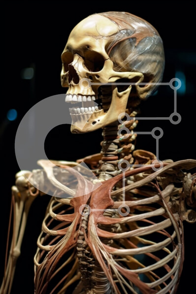 Intra Συλλεκτικό Ξύλινο Παζλ Plywood  4mm - Λεπτομερής εικόνα του ανθρώπινου σκελετού σε μαύρο και άσπρο Σε Ξύλινο Κουτί - Διαστάσεις Puzzle: 10x10 cm – 25 κομμάτια