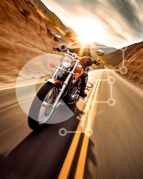 Intra Συλλεκτικό Ξύλινο Παζλ Plywood  4mm - Γραφική βόλτα με μοτοσικλέτα στα βουνά της ερήμου Σε Ξύλινο Κουτί - Διαστάσεις Puzzle: 10x10 cm – 25 κομμάτια