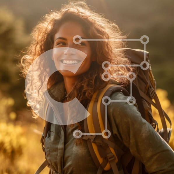 Intra Συλλεκτικό Ξύλινο Παζλ Plywood  4mm - Χαμογελαστή γυναίκα σε ένα χωράφι με ψηλό γρασίδι στο ηλιοβασίλεμα Σε Ξύλινο Κουτί - Διαστάσεις Puzzle: 10x10 cm – 25 κομμάτια