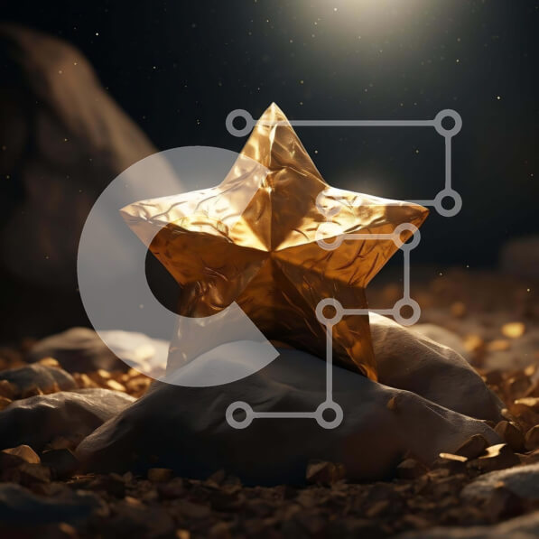 Intra Συλλεκτικό Ξύλινο Παζλ Plywood  4mm - Gold Star on Rocks and Gravel Σε Ξύλινο Κουτί - Διαστάσεις: 10x10 cm – 25 κομμάτια