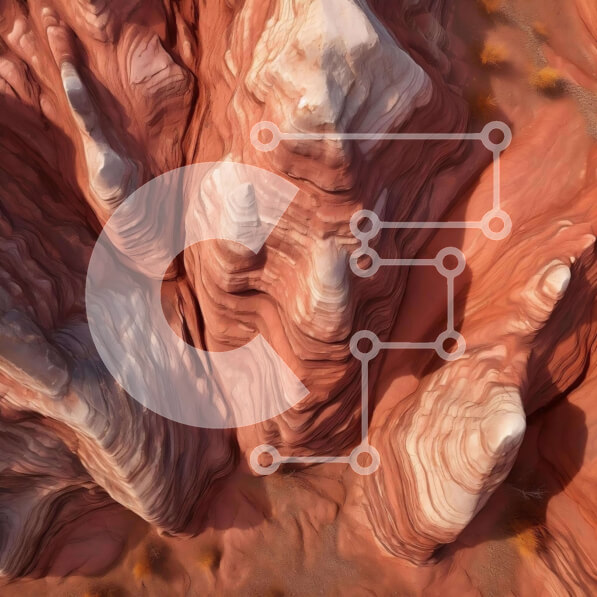 Intra Συλλεκτικό Ξύλινο Παζλ Plywood  4mm - Εναέρια άποψη του πολύχρωμου κόκκινου σχηματισμού βράχου στην έρημο Σε Ξύλινο Κουτί - Διαστάσεις: 10x10 cm – 25 κομμάτια