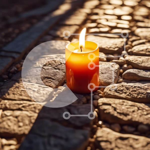 Intra Συλλεκτικό Ξύλινο Παζλ Plywood  4mm - Μονό Αναμμένο Κερί σε Πλακόστρωτα Σε Ξύλινο Κουτί - Διαστάσεις Puzzle: 10x10 cm – 25 κομμάτια